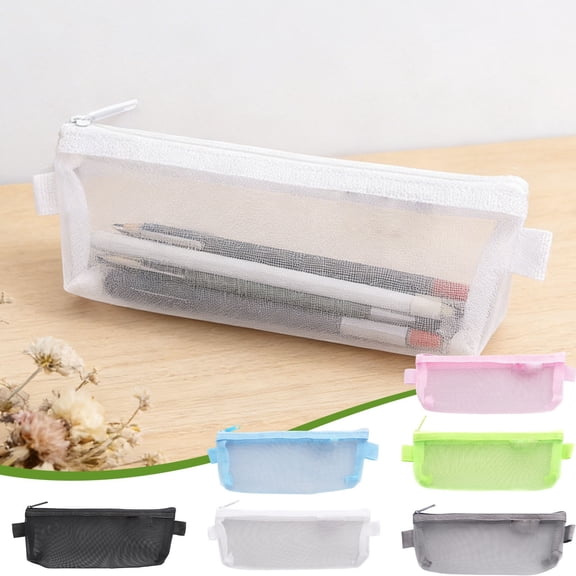 Under $1 Pencil Case, Transparent Mesh Exam Large Capacity Portable Stationery Bag, See-Through Pen Pouch for College Testing by PALIFEUR