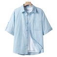 thumbnail image 1 of Dvkptbk Men Casual Fashion Turn-down Collar Button Short Sleeve Blouse Tops Shirt on Clearance, 1 of 9