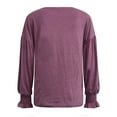 thumbnail image 4 of Annhoo Fall T Shirts for Women Crew Neck Ruffle Lantern Sleeve Blouses Casual Baggy Solid Color Pullover Tops, 4 of 7