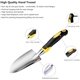 thumbnail image 4 of Paleta de jardín, pala de mano, 2 piezas de aluminio fundido resistente con mango de goma suave, herramientas de jardín, paleta de mano pequeña para mujeres, hombres y niños, jardinería, 4 of 7