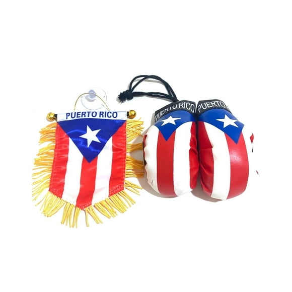 Set de bandera de coche y guantes de boxeo Banner PRK 14 de Puerto Rico