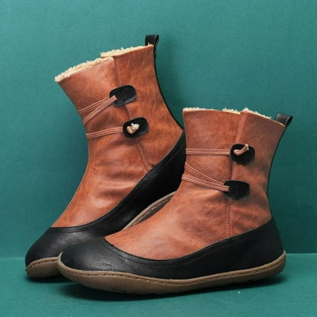 

Tdoqot 2023 Boots for Women- Low-heeled Casual Chunky Heel Christmas Gifts Women s Ankle Boots Brown 35