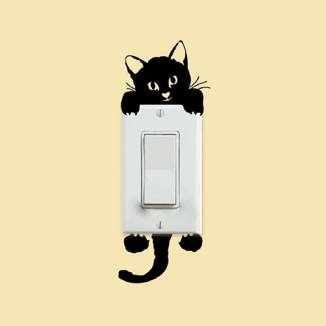Gato Pegatinas de pared Interruptor de luz Decoración Calcomanías Arte Mural Bebé Cuarto de niños Fokelyi WRQX-454