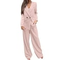 thumbnail image 2 of qolati 2 Piece Outfits for Women Solid Long Sleeve Open Front Blazer with Dress Pants Lounge Sets Casual Elegant Business Office Suits Set, 2 of 4
