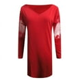 thumbnail image 4 of Rrunsv Casual Dresses for Women Women's Floral Lace Wrap V Neck Long Sleeve Tie Waist Ruffle Hem Short Dress Red,XXL, 4 of 4