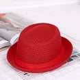 thumbnail image 4 of Summer Breathable Mesh Pork Pie Hat, Lightweight Straw Fedora Bowler Sun Hat for Men Women, Packable Crushable Beach Travel Hat,Red, 4 of 4
