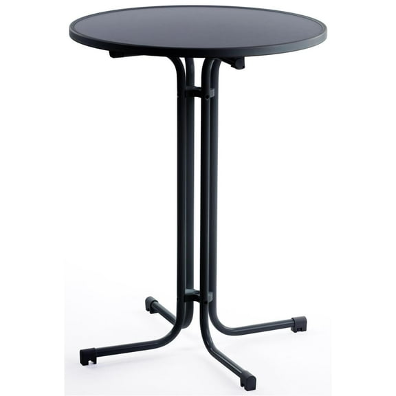 31.5" Round Highboy Table with MDF Top, 42.25"h Pub Table with Folding Design (Black) (BAR3142BK)