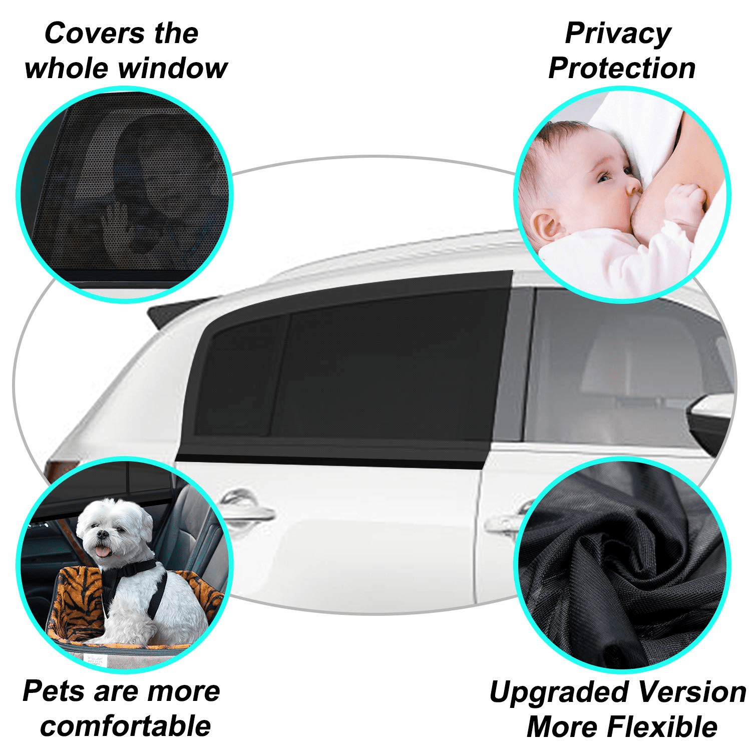2 pack-Fisch Sonnenschutz Auto Kinder Baby mit UV Schutz Selbsthaftende PKW Autofenster KFZ Fenster Sonnenblende Samfolk