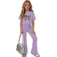 thumbnail image 4 of Fnooota Girls Summer Outfit Sets Size 14, Short Sleeve Casual Fashion Kids' Clothing Sets Girls' 2 Piece Sets Purple Size 14, 4 of 6