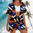 thumbnail image 2 of Two Piece Sets for Women Summer Printed Floral Two Piece Matching Vacation Sets Short Sleeve Open Front Top and Shorts Travel Outfits, 2 of 6