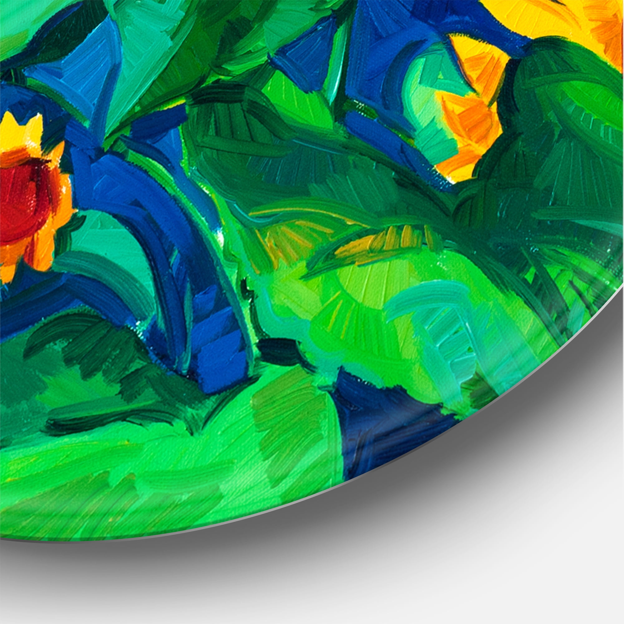 Sunflowers Field Under A Bright Blue Sky 11 in x 11 in Painting Art Prints, by Designart