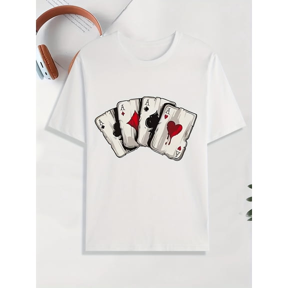 Men’s Casual Print Breathable Cotton Short Sleeve Crew Neck T-Shirt for Daily Wear
