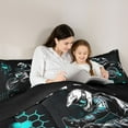 thumbnail image 5 of Homewish Motorcycle Motocross 2pcs Bedding Comforter Set For Adults Female Men,Abstract Honeycomb Plaid Hexagon Twin Comforter Sets,Sport Theme Breathable Bedding Set, 5 of 8