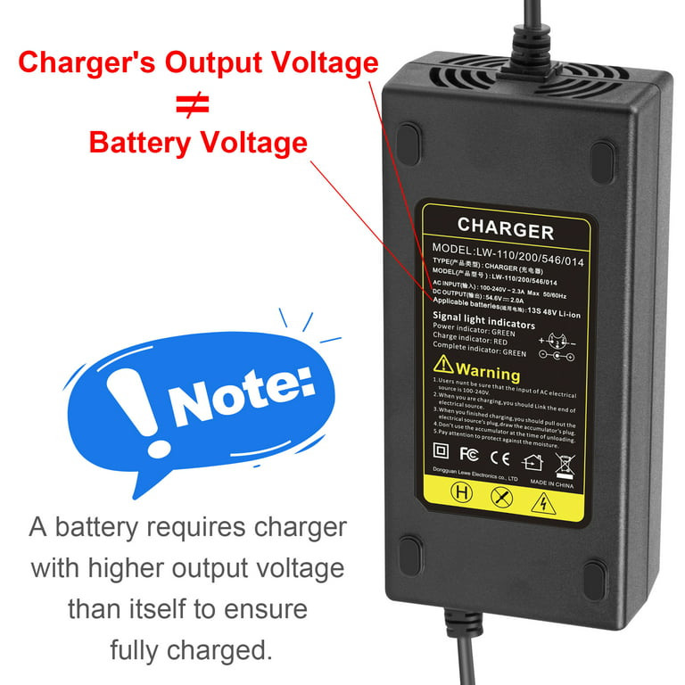 54.6V 2A Power Supply Charger For 48V E-bike Electric Bike Lithium-ion  Battery 
