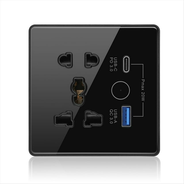 Enchufe Inteligente Tuya con Carga RáPida Tipo C + USB, Enchufe con Temporizador Remoto, WiFi, EstáNdar BritáNico Inteligente, Enchufe Tipo 86 B