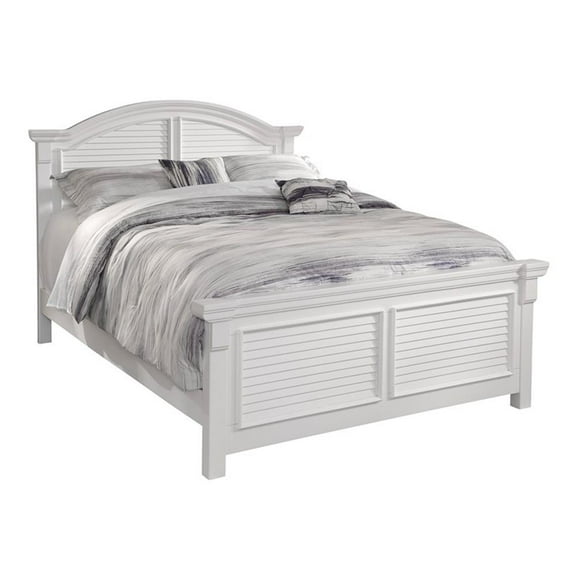 Bowery Hill Modern Farmhouse Solid Wood Queen Panel Bed in Eggshell White