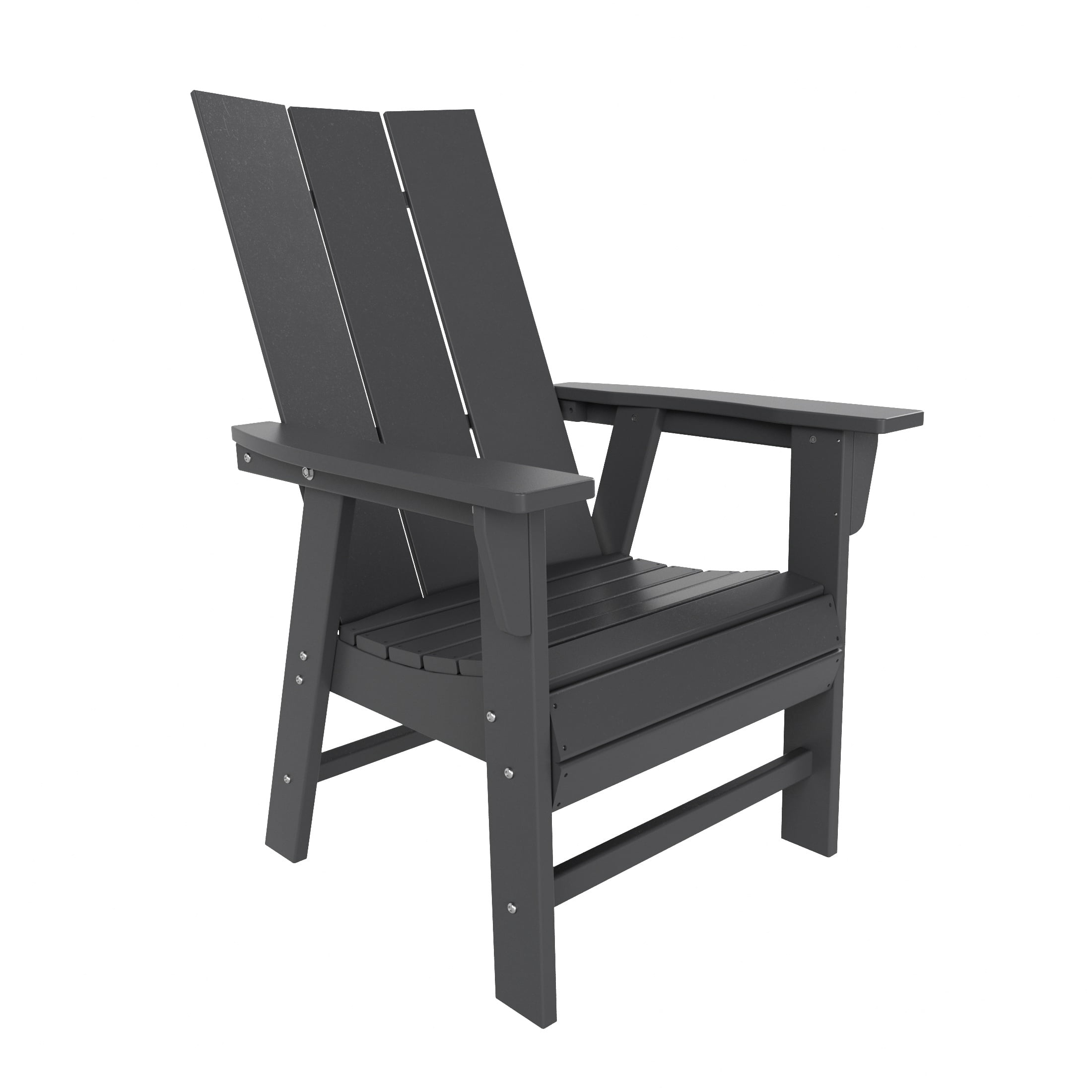 WestinTrends Ashore 5 Pieces Adirondack Patio Dining Set, All Weather Poly Lumber Slatted Modern Farmhouse Outdoor Furniture Set, 43" Trestle Square Table and 4 Adirondack Dining Chair, Gray
