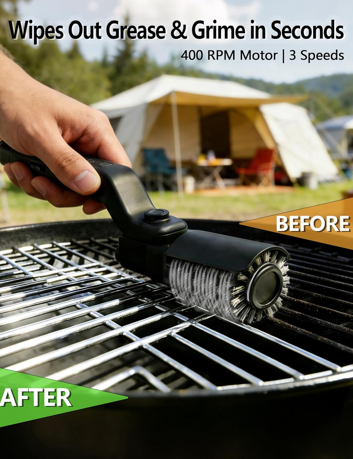 Nexxsense Grill Cleaner, Electric Grill Cleaner for Outdoor Grill Power Grill Brush for Outdoor Grill, 7-Angle Adjustable Head, 3-Speed Control, 304 Stainless Steel, Rechargeable, Heat-Resistant