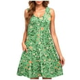 thumbnail image 2 of Jesvior Floral Sundresses for Women Crew Neck Sleeveless Loose Summer Dress Casual Swimsuit Coverup with Pockets Short Tank Dress, 2 of 5