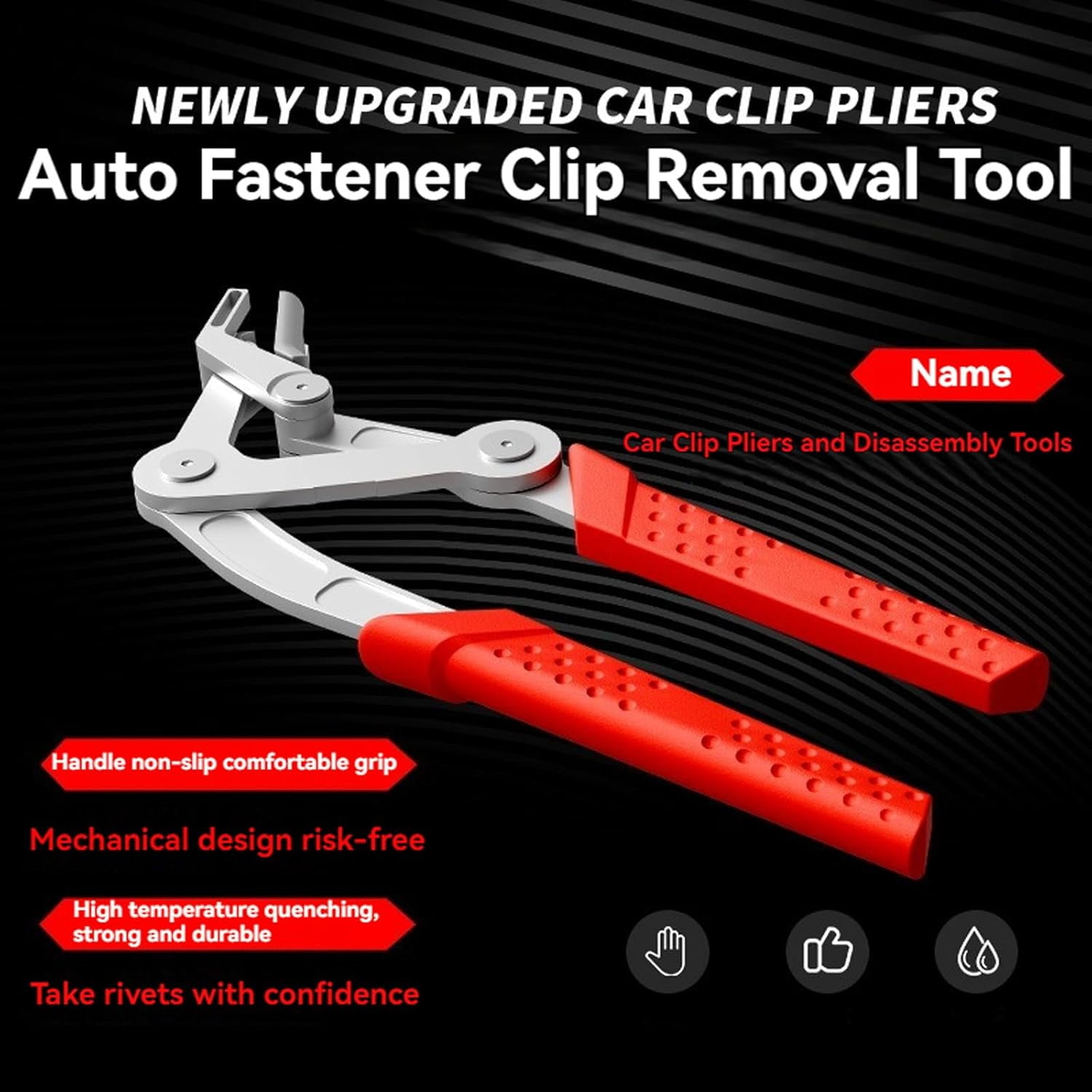Car Clip Pliers & Trim Removal Tool, Spring-Loaded Fastener Rivet Remover for Auto Door Panels, Auto Fastener Clip Removal Pliers for Interior & Exterior Trim, Mechanic, Damage-Free Disassembly