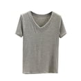 thumbnail image 2 of ylioge Cotton T Shirts for Women Short Sleeve V Neck Tees Tops Womens Casual Solid Color Pullover Stretchy Basic Going-Out Loungewear Tshirts Shirt, 2 of 4