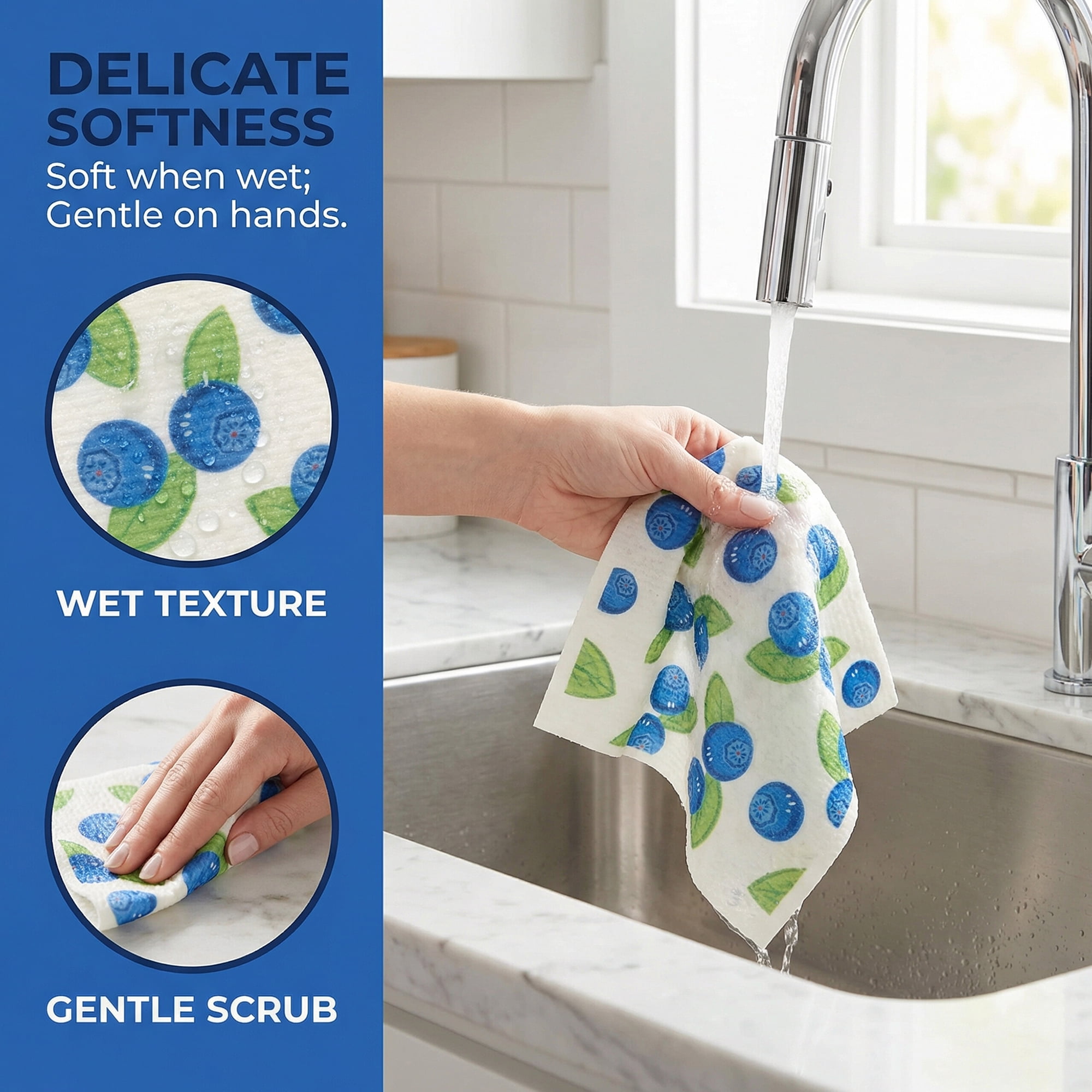 Unique Bargains Reusable Swedish Dish Cloths Banana 6 Pack Blueberry/Lemon 8" x 7"