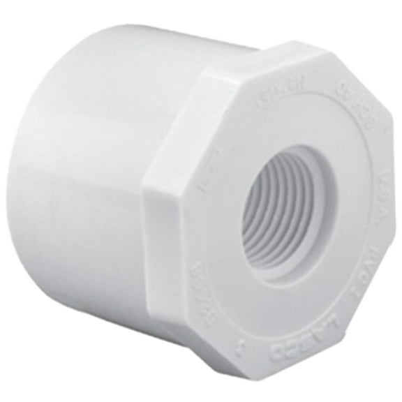 PVC Reducing Bushing, Spigot x FNPT, 1 1/2 in x 3/4 in Pipe Size