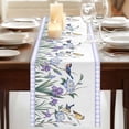 thumbnail image 3 of Table Runners 72 Inches Long Dress Scarves, Spring Flowers Farmhouse Kitchen/Dining Table Runner, Coffee Tablerunners, Vintage Blue Floral Leaves Birds Rustic Plants 14x72 Inch, 3 of 9