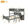 thumbnail image 6 of Twin Over Full Loft Beds, Solid Wood Bunk Beds Twin Over Full with Cabinet and Ladder, Converted to 2 Beds, Full-Length Guardrail Loft Bunk L-Shaped Frame (Grey), 6 of 6