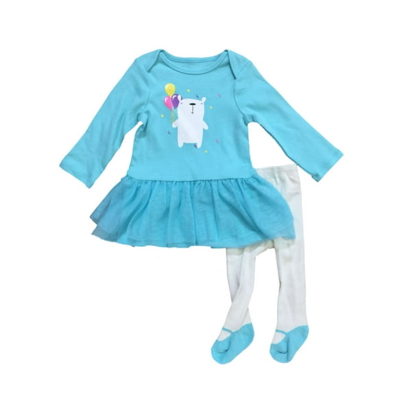 Infant Girls Blue Polar Bear Tutu White Faux Shoe Legging Outfit 12M