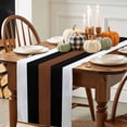 thumbnail image 3 of Boho Black Cotton Linen Table Runner, Washable Table Runners for Kitchen, Dining Room, Holiday, Home Party Table Decor, 13x120 Inches, 3 of 9