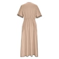 thumbnail image 5 of ClodeEU Women's Summer Boho V Neck Cotton Tunic Dress ,Casual Loose Short Sleeve Midi Long Beach Dress Khaki,Womens Plus S, 5 of 7