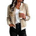 thumbnail image 4 of Zijinkuiwen Women Leopard Print Bomber Jacket Zip Up Long Sleeve Ribbed Cuffs Outerwear for Casual Daily Wear, 4 of 7