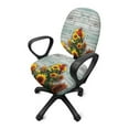 thumbnail image 2 of SCRAWLGOD Removable Office Chair Slipcover Stretch Protective Swivel Chair Cover Soft Stain Resistant Computer Desk Chair Seat Covers, Set of 2, Cardinal Sunflowers Wood Grain, 2 of 7