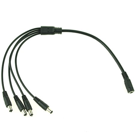 ABLEGRID Black DC 1 Female to 4 Male Power Splitter Cable Y Adapter for CCTV Security Cameras