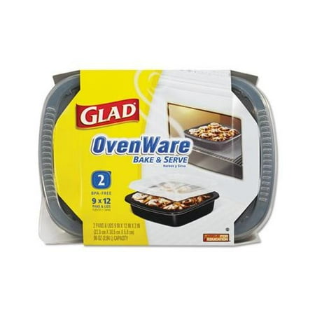 Glad SimplyCooking OvenWare 9x12 Baking Containers, Black/Clear, Two