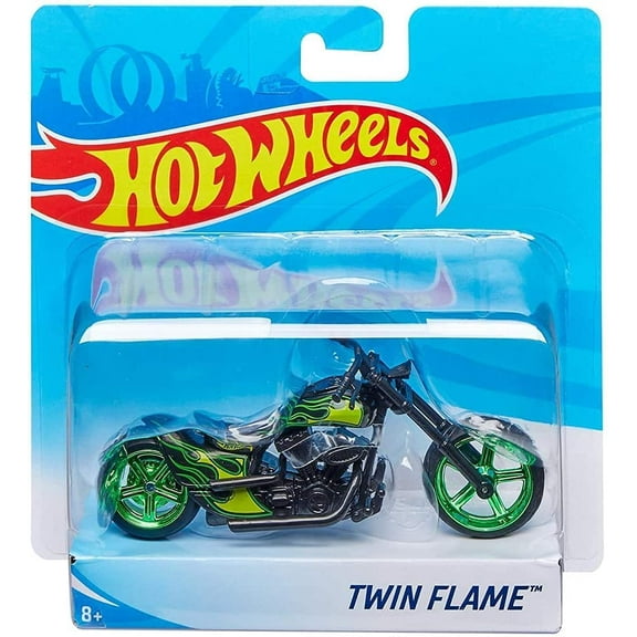 Hot Wheels Street Power Green Twin Flame Motorcycle