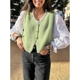 thumbnail image 3 of Gupgi Knit Tank Tops for Women Button Front V-Neck Basic Tops Casual Solid Color Sleeveless Sweater Vest, 3 of 6