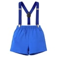 thumbnail image 5 of FYMNSI Baby Boy 1st Birthday Outfits Bow Tie Romper Shorts Adjustable Y Back Suspenders Set with Crown Infant Cake Smash Photo Shoot Clothes, 5 of 10