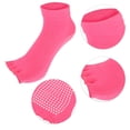 thumbnail image 4 of 4 Pairs Half Finger Toe Socks Men Women Non Slip Sticky Five Finger Socks for Sport Exercise Yoga Daily Fit Rose Red, 4 of 7