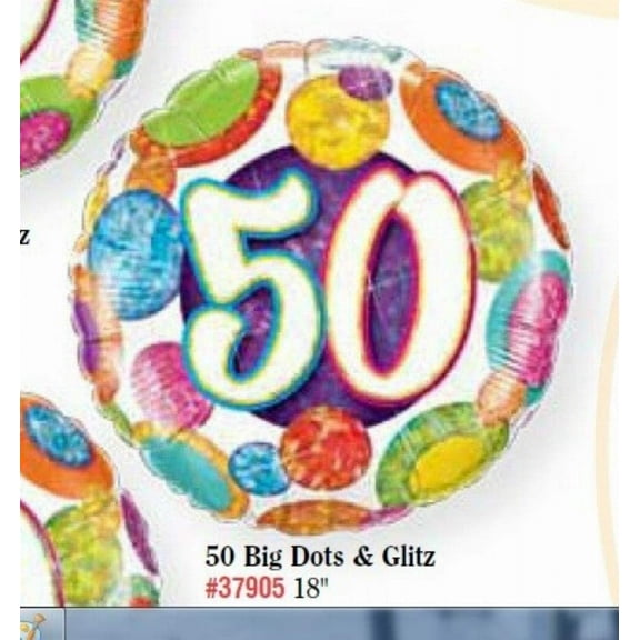 Pioneer Balloon Company 50 Big Dots & Glitz Foil Balloon, 18", Multicolor
