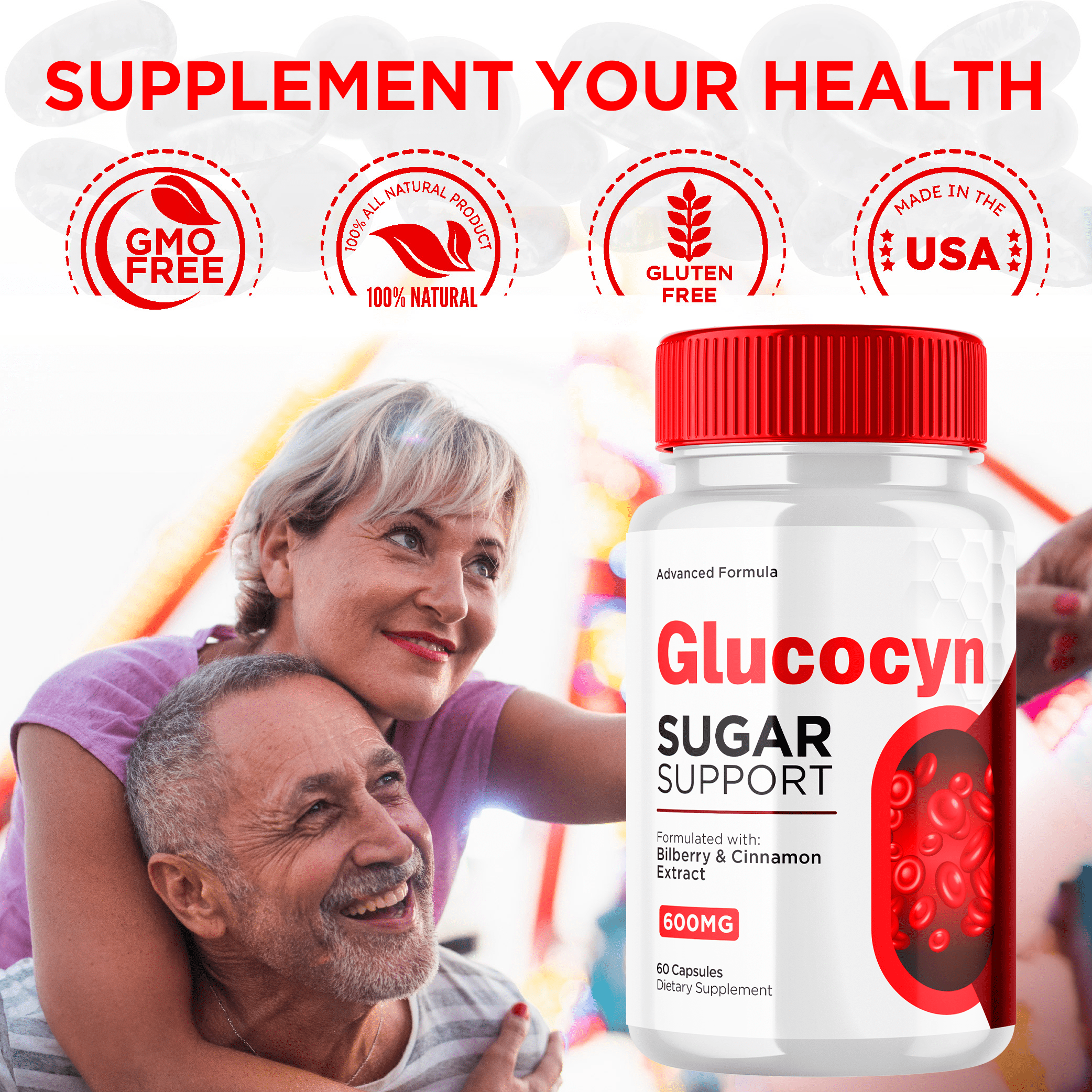 Glucocyn Advanced Formula Sugar Support Capsules Natural Glycogen Supplement 300 Capsules