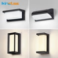 thumbnail image 2 of Lámpara de pared LED E27 para exteriores, 12 W, 24 W, moderna, resistente al agua, con marco de aluminio, para porche, jardín, balcón, iluminación exterior, 85-265 V, 2 of 5