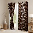 thumbnail image 3 of Homewish Cartoon Leopard Print Curtains Pack of 2 (42x84 Each), Brown Stripes Lines Curtains Blackout, Rustic Farmhouse Bedroom Curtains, Blackout Curtains Bedroom Decor, 3 of 5