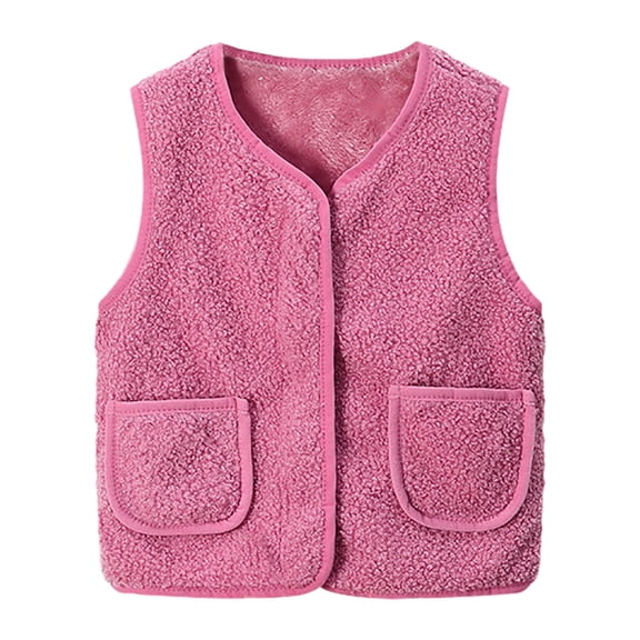 Hudaneo Toddler Warm Zip Up Fleece Vest Sleeveless Sherpa Coat with Pockets Winter, 12M-8Y