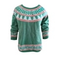 thumbnail image 4 of Isle Sweater Top Sweaters for Women Knitted Pullover Oversized Sweaters Cropped Sweater Basic Sweater Tops Crew Neck Boho Pattern Pullover Fall Winter Clothes Pullover Sweater Mint Green S, 4 of 4
