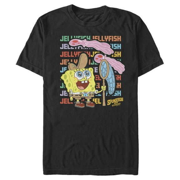 Men's SpongeBob SquarePants Sponge on the Run Jellyfish Catcher  Graphic Tee Black Large