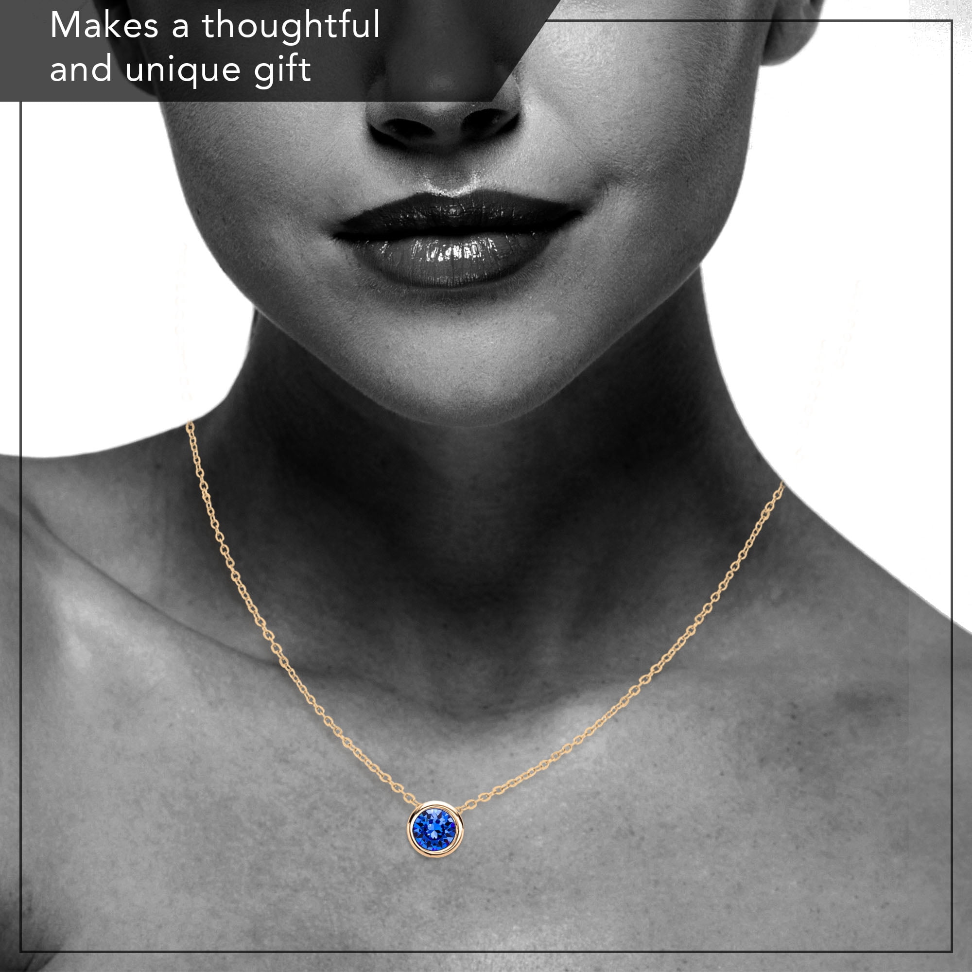 X & O Women's 14K Yellow Gold Plated Sapphire Crystal Pendant Necklace