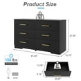 thumbnail image 3 of Kepooman 6 Drawer Double Dresser, Black Chest of Drawer with Golden Handle for Bedroom, Particle Board Storage Cabinet, 3 of 10