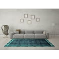 thumbnail image 3 of Ahgly Company Machine Washable Indoor Square Abstract Turquoise Blue Modern Area Rugs, 3' Square, 3 of 4